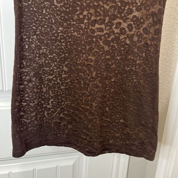 The PJ Shop Brown Animal Print Leopard Cheetah Teal Cross Sheer Top Women Size M - Picture 9 of 10